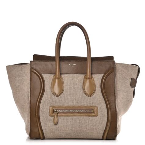 CELINE Calfskin Linen Mini Tri